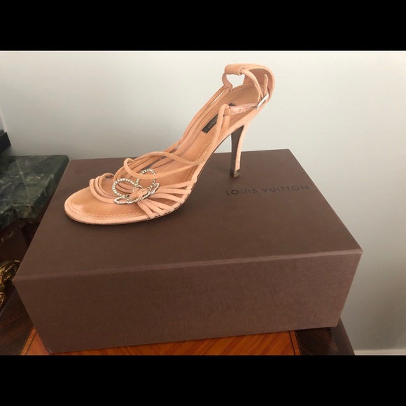 Louis Vuitton Suede Peach Sandals w/Flower,s38 1/2 - Picture 8 of 16